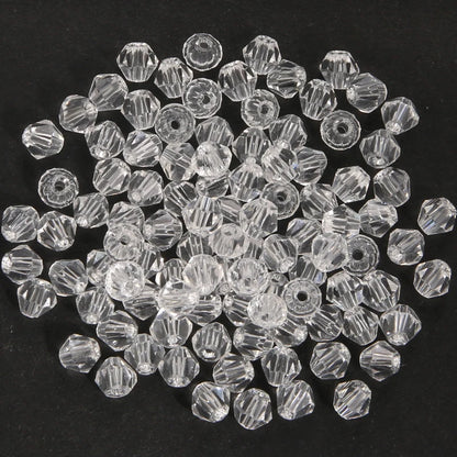100Pcs 4MM Glass Bicone Shaped Beads Faceted Crystal Beads for Jewelry Making Bracelet Necklace Earrings DIY Beading