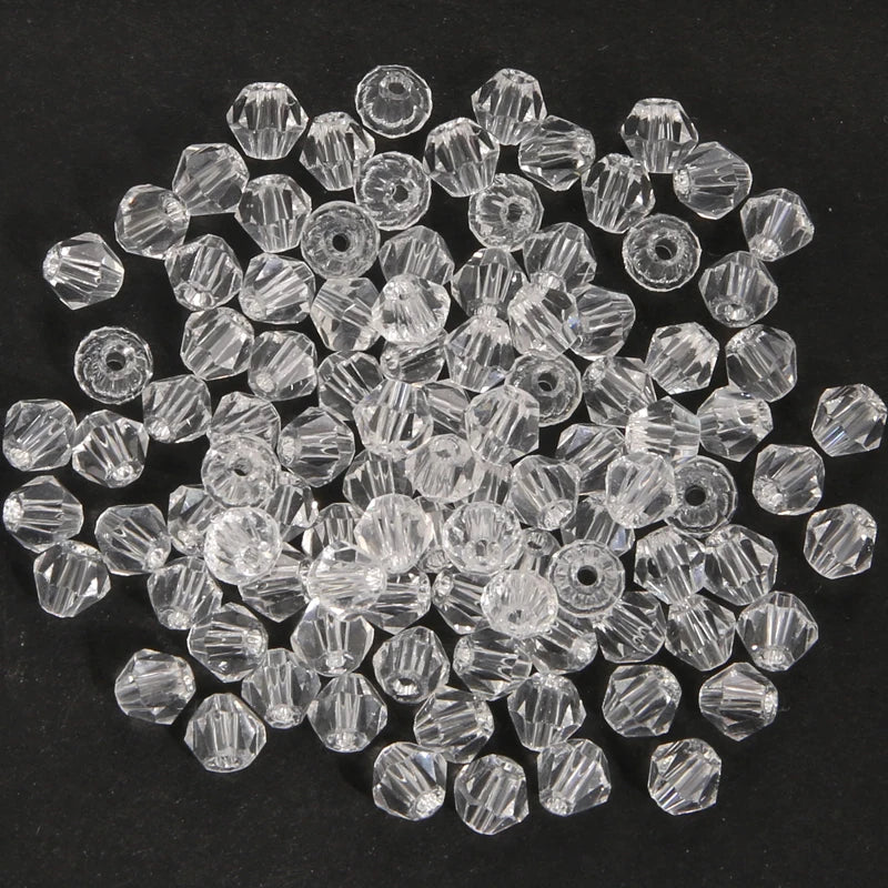 100Pcs 4MM Glass Bicone Shaped Beads Faceted Crystal Beads for Jewelry Making Bracelet Necklace Earrings DIY Beading - 32