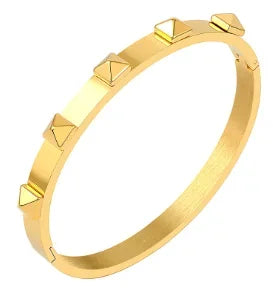 Fashion Simple Stainless Steel 3 Crystal Bracelet Bangle - B13 Gold