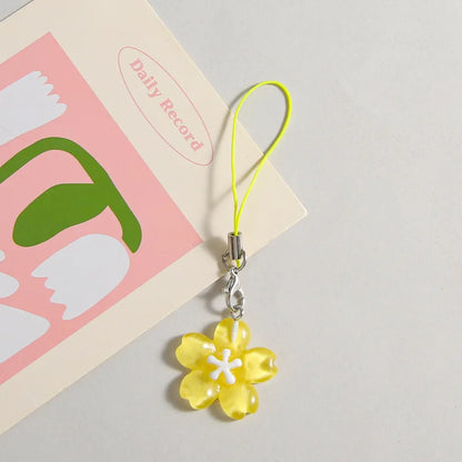 Colorful Resin Flower Phone Chains for Women Korean Style Fresh Cute Transparent Bag Key Pendant Best Friend Compact Accessor