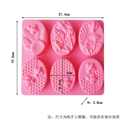 3D Bee Honeycomb Silicone Soap Mold DIY Square Oval Soap Making Supplies Handmade Chocolate Cake Decoration Baking Tools - C
