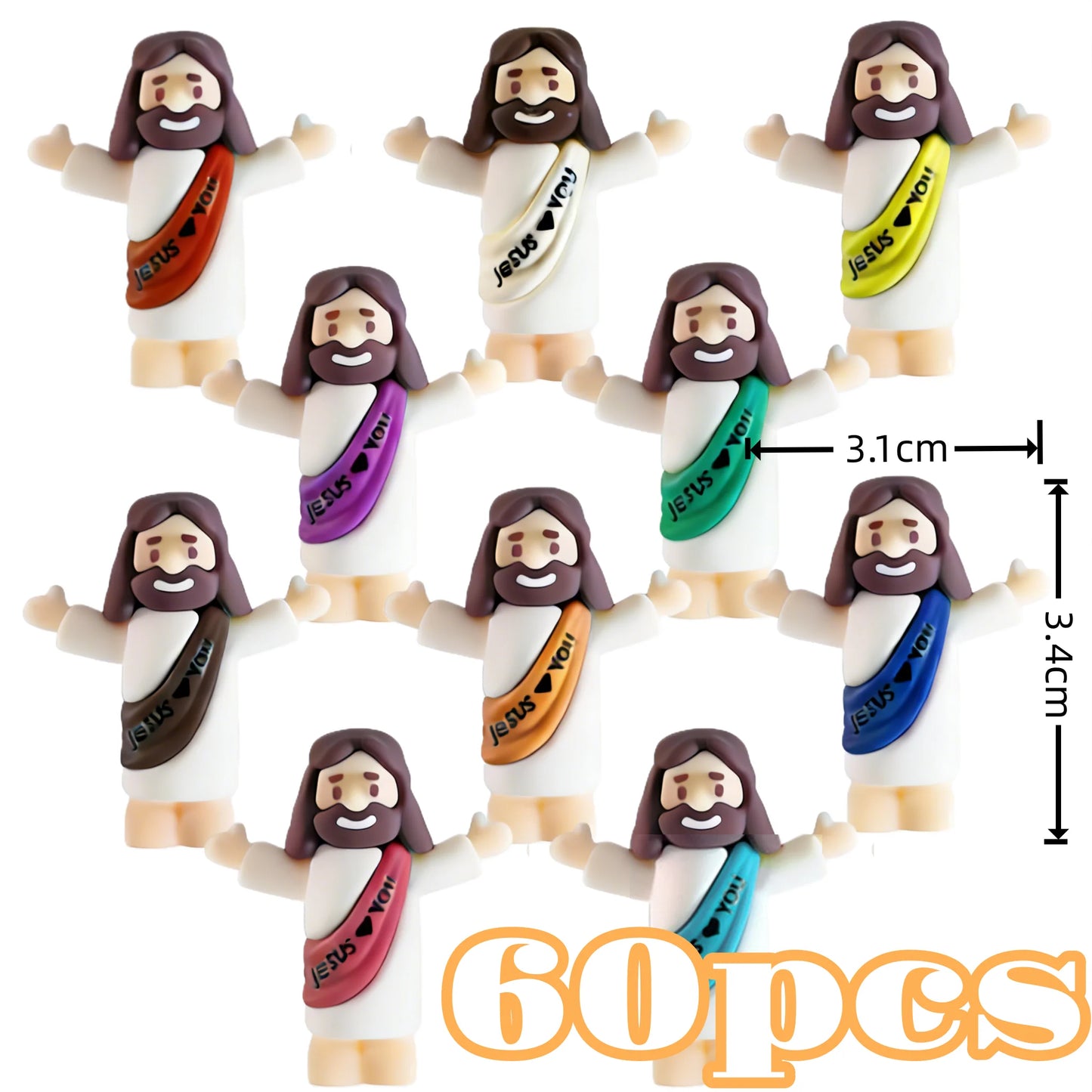 10/60pcs Mini Jesus Decorations Cartoon Statue Set for Holiday Party Scene Decor Festive Room Figurines Christmas Easter Gift