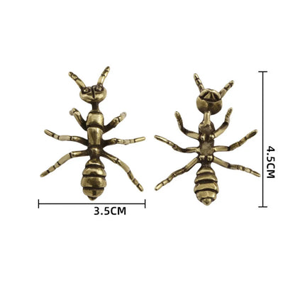 Brass Ant Figurines Miniature Simulation Insect Desk Ornament Table Tea Pets Antique Copper Crafts Home Decors - A