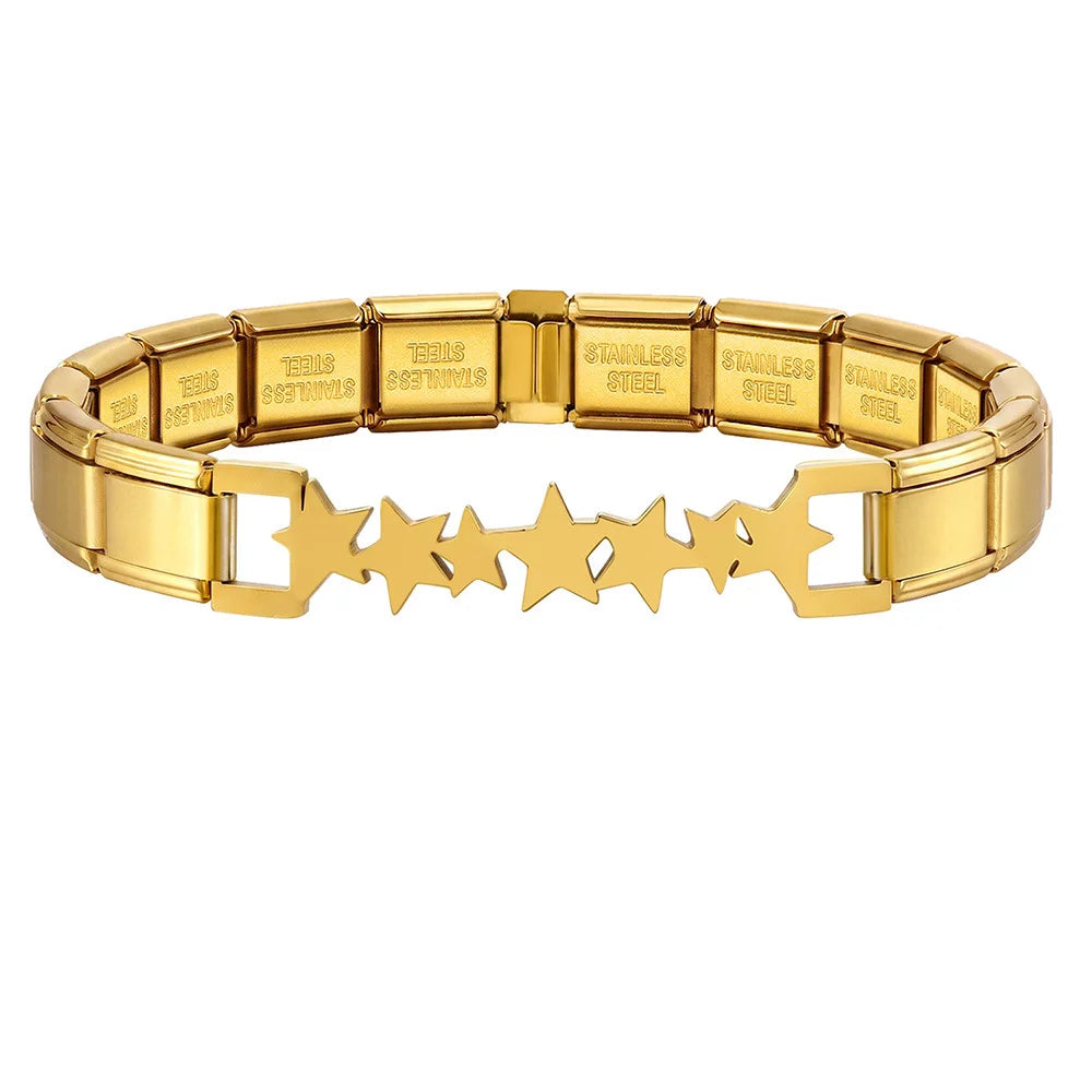 For Women Men Italian Charm Link 9mm Width Silver Gold Color Stainless Steel Bracelets on Hand DIY Making Jewelry - 2