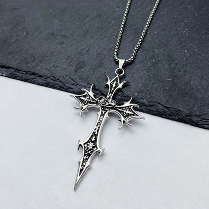 1 piece Gothic Double Sided Cross Pendant Necklace Niche Personality Design Hip Hop Retro Punk Accessories