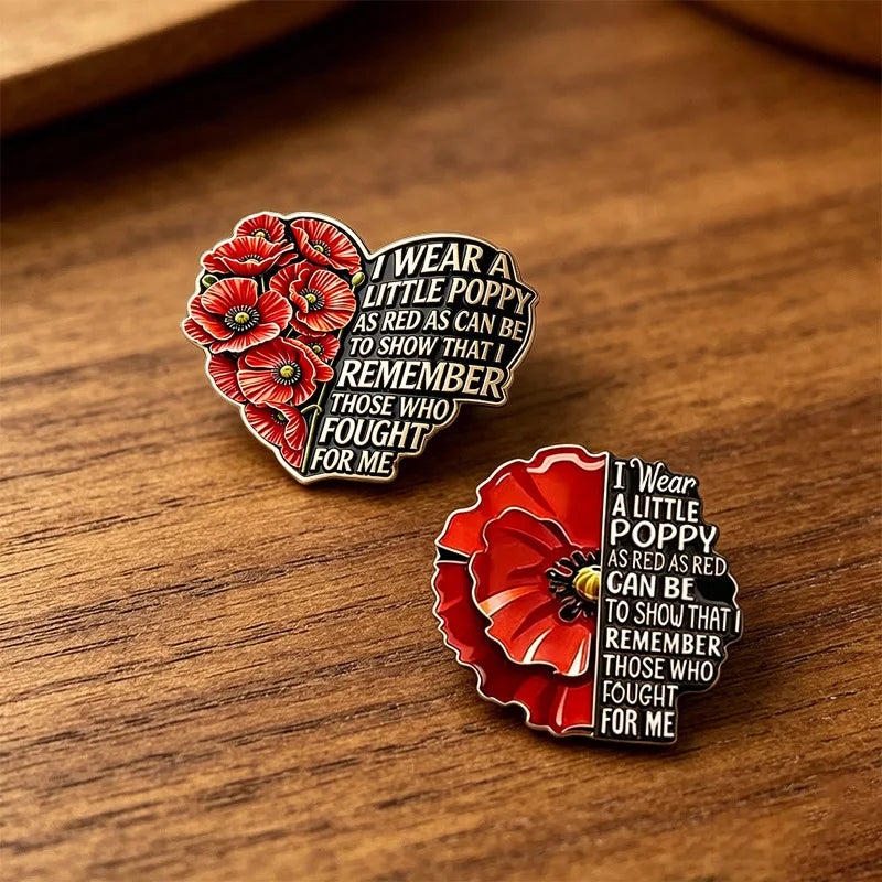 Creative Red Friday Brooch Memorial Day Badges Remembrance Day Patriotic Fashion Clothes Pins Backpack Decoration Jewelry Gif