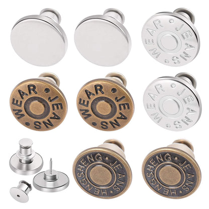 12 Sets Jean Buttons Pins No Sew for Loose Jeans Pants Tightener Adjustable Buttons Replacement for Too Big Snap Tack - 8 Mul