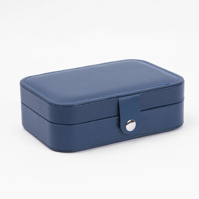 Portable Multi-Compartment Jewelry Box with Velvet Lining - Travel-Friendly Pink Jewelry Organizer for Accessories - Blue