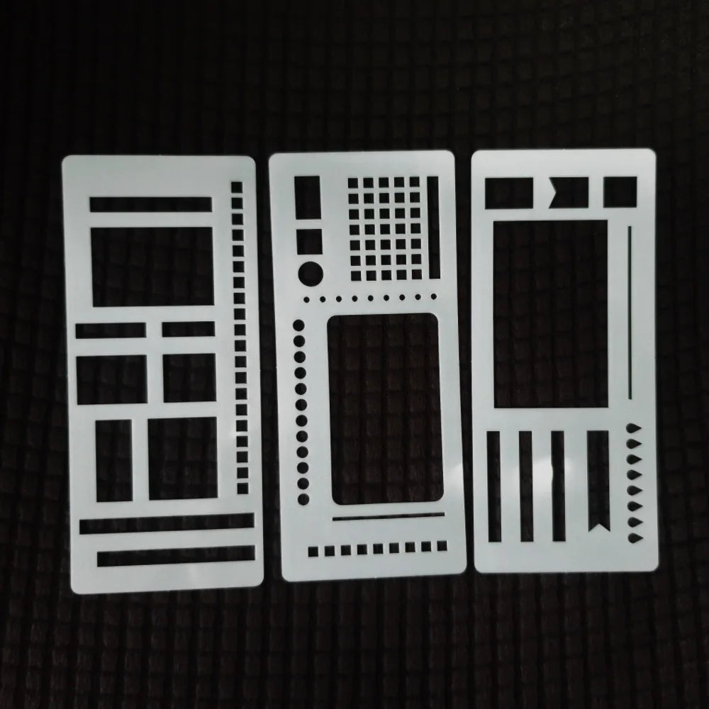 3PCS Planner Stencil Set Handmade Flexible Record Template for Journal Scrapbooking Daily Planning DIY Reusable Stencils Kit 