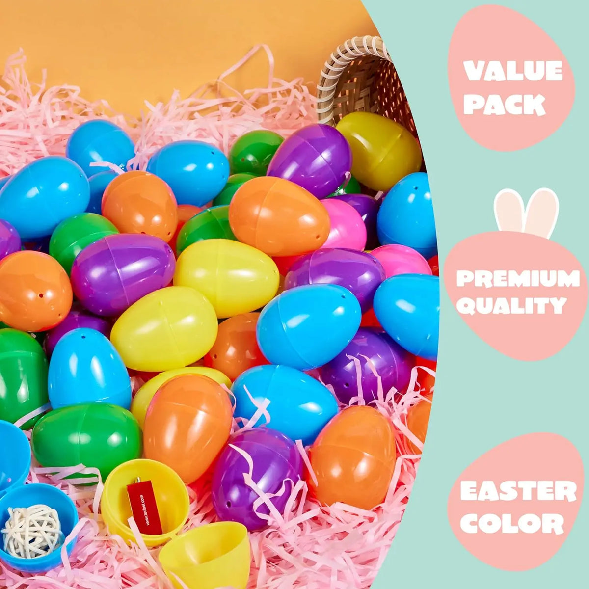 30pcs Easter Eggs Empty Plastic Eggs Fillable Colorful Bright Eggshell Bulks for Easter Hunt Filling Treats Party Favor
