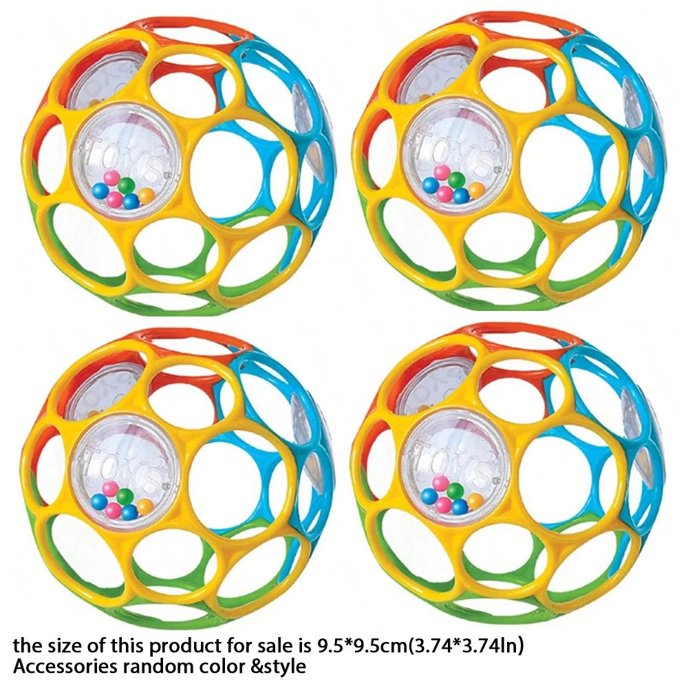 Soft Baby Grasping Ball Rattles with Bell Ball Early Education Educational Sensory Toy Random Color） - 4PCS-G