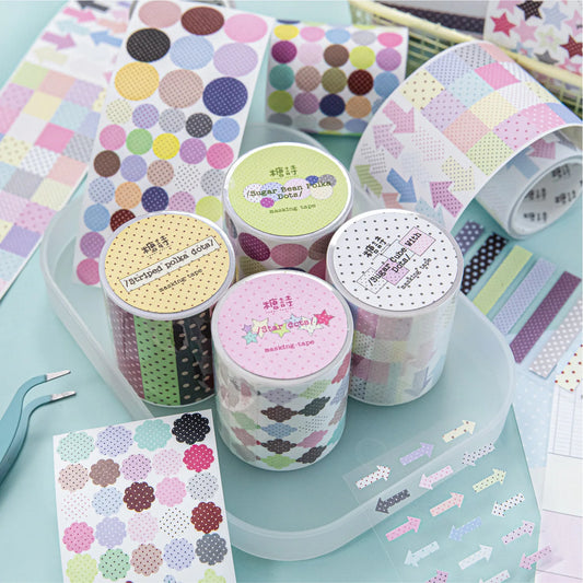 1 Roll Shining Watercolor Dots Series Washi Tape Kawaii Decorative Adhesive Scrapbook Stickers Hand Made Masking Tape Station