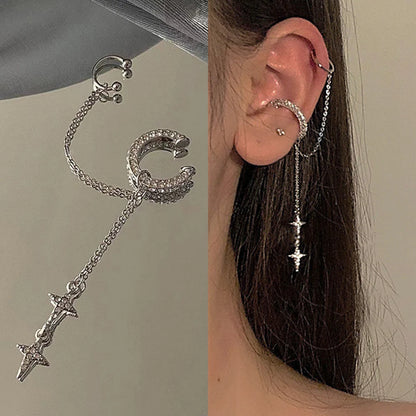 GUFTM Fashion Zircon Hairpin Ear Cuff No Piercing Earring Trendy Punk Unique Metal Geometric Ear Clip for Women Jewelry - 08