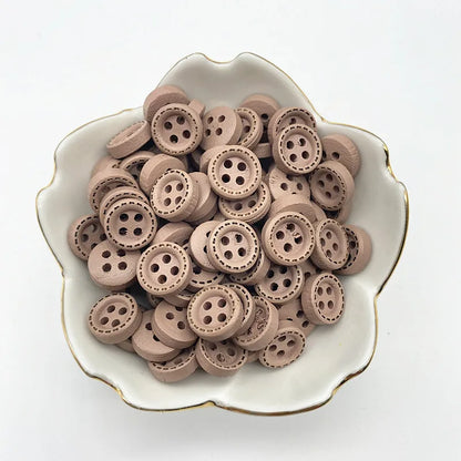 50pcs 10mm 4hole Mini Color Kids Buttons Wood Buttons Clothing Wedding Decoration Sewing Accessories - 10