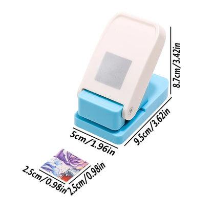 Stamp Shaped Paper Punch, Portable Hole Puncher for Crafts, Scrapbooking Supplies, DIY Card Making & Paper Crafting Tool - Sq