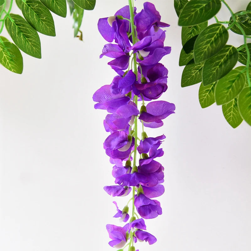 7ft 2m Flower String Artificial Wisteria Vine Garland Plants Foliage Outdoor Home Trailing Flower Fake Flower Hanging Wall De