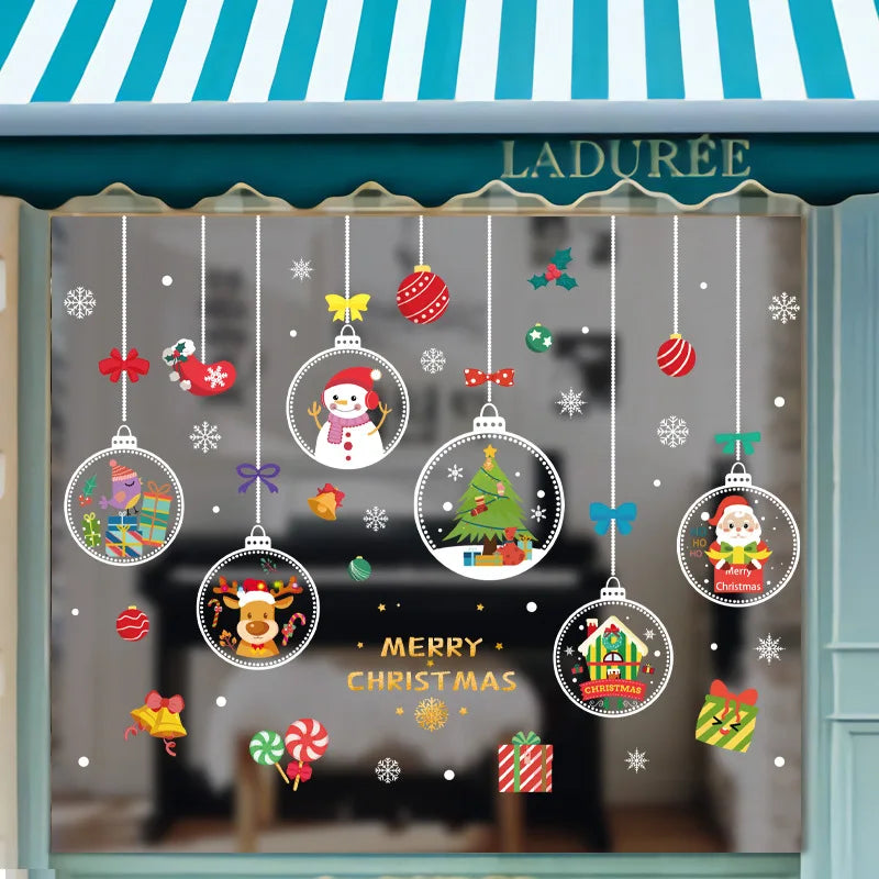 Window Stickers Christmas Decoration for Home New Year Santa Wall Sticker Navidad Gift Festival Party Xmas Window Decor Decal
