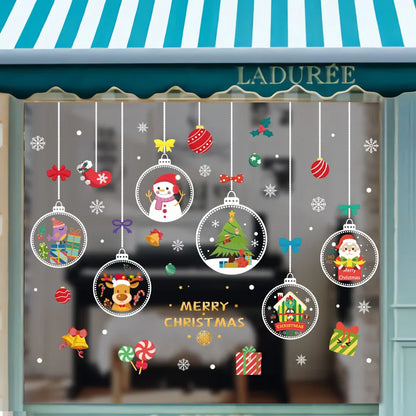 Window Stickers Christmas Decoration for Home New Year Santa Wall Sticker Navidad Gift Festival Party Xmas Window Decor Decal
