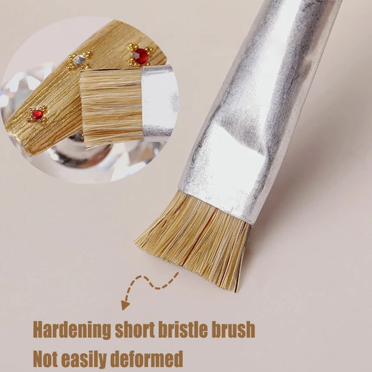 Nail Art Texture Brush French Tip Styling Nail Wooden Short Harder Bristle Brush Manicure Painting Tool Nail Polish Brush Too