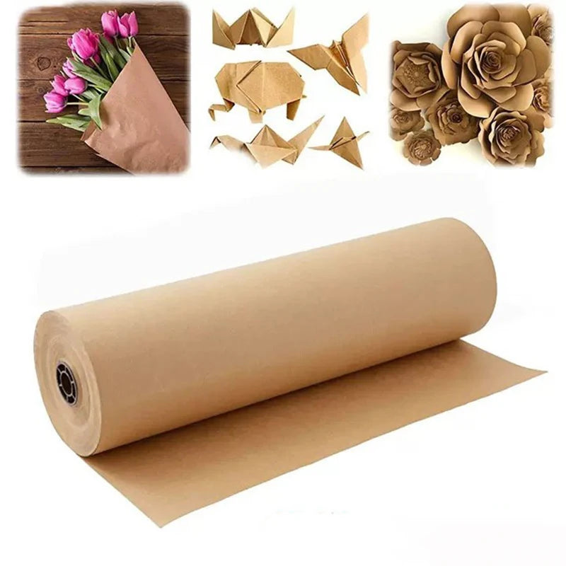 10/50M Brown Kraft Paper Eco-Friendly Packaging Paper, Degradable for Gift Wrapping Moving Packing Brown Paper Roll for Paint
