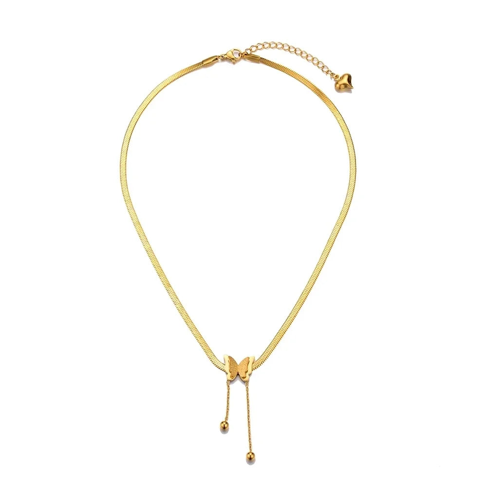 Vintage Butterfly Necklace Women Golden Stainless Steel Blade Snake Chains Aesthetic Charms Choker Women jewelry Gift To Muje