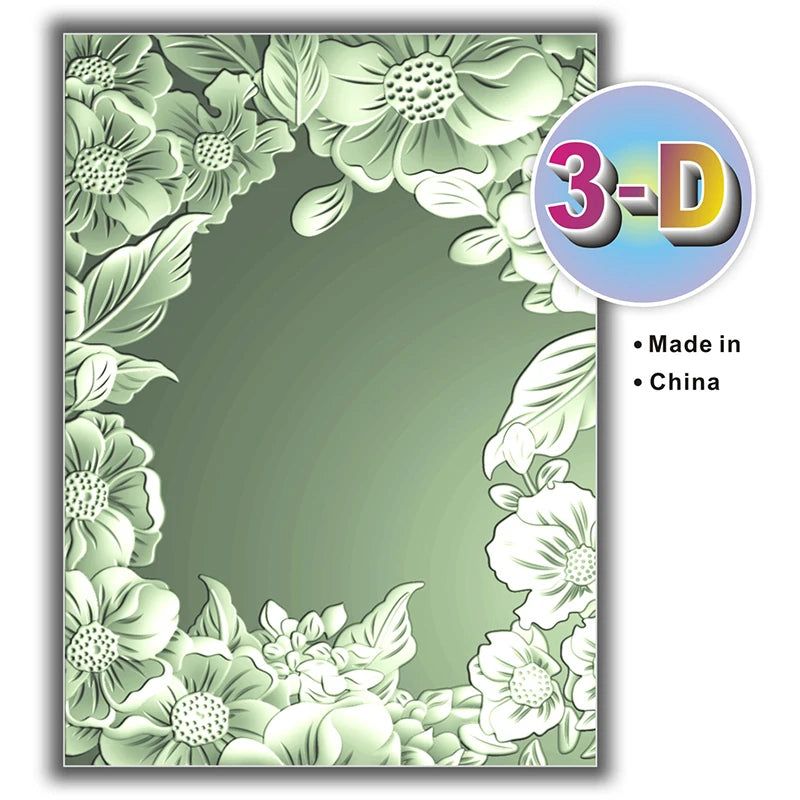 Elegant floral border 3D embossed folder texture pattern background DIY scrapbook craft supplies for embossing, template mold
