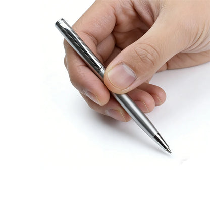 Mini Stainless Steel Metal Ballpoint Pen with 10 Replacement Refills Set, Portable Pocket Ballpen Compact Short Pen for Walle