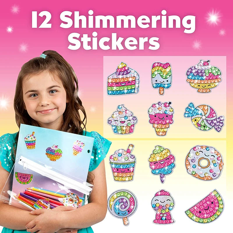 12 Create Big Gem Diamond Painting Sticker Kit Art Craft Girls Boys Unicorn Animal Sealife Magical Mosaic Dot Sticky Toys Gif