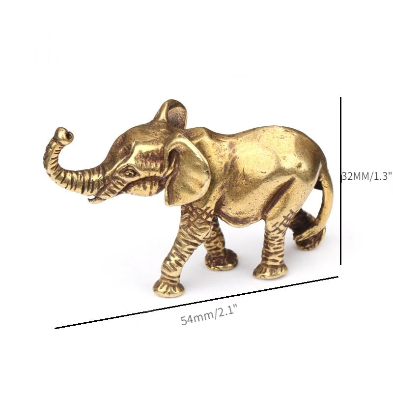 Antique Bronze Minature Elephant Figurines Tea Pet Table Ornament Decorations Solid Copper Animal Crafts Home Decor Living Ro