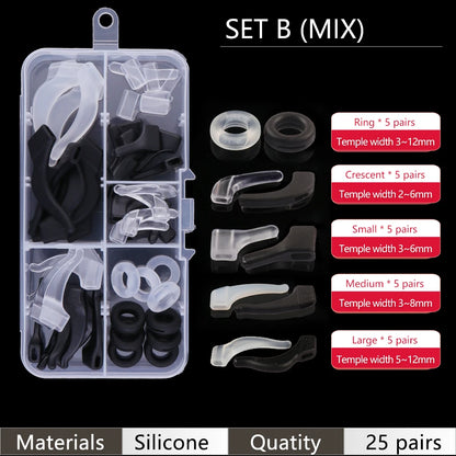 Ear Grip Hooks Anti-slip Holder Glasses Sunglasses Silicone Ear Hook Set For Eyeglasses Eyewear Accessories - Set B Mix