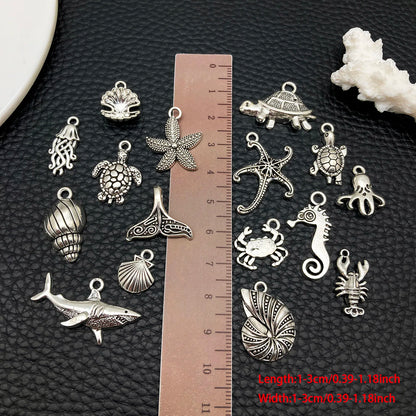 Mystic Ocean Charm Collection (20/50/100pcs) - Nautical DIY Jewelry Supplies in Aged Silver Finish