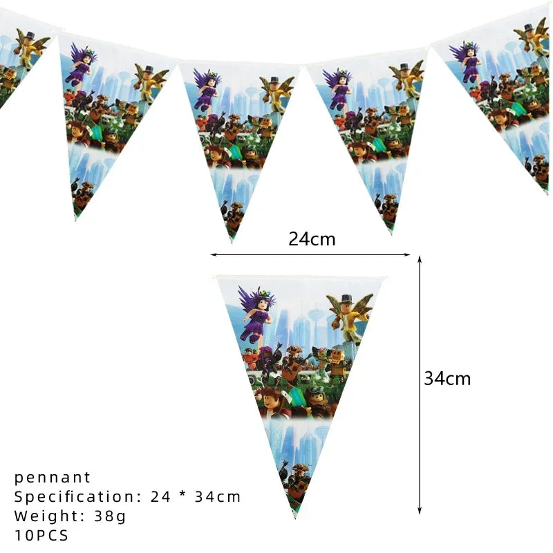 Roblox Foil Latex Balloons Happy Birthday Party Decoration Game Set Tableware Tablecloth Cake Topper Backdrop Toy Party Suppl