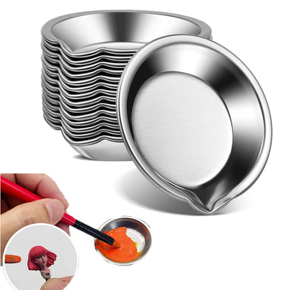 12/24pcs Stainless Steel Painting Color Bowls Oil Paint Trays Paint Color Mixing Cups Color Mixer Children DIY Painting Tools