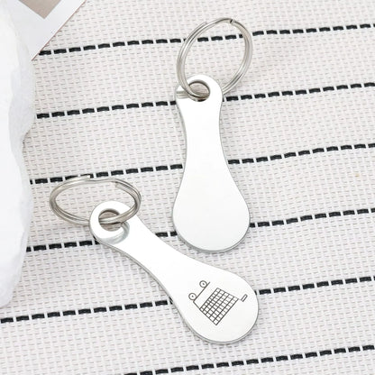  1Pcs Cart Shopping Token Trolley Key Keychain Coin Quarter Grocery Supermarket Holder Keyring Metal Ring Change Unlock Coin