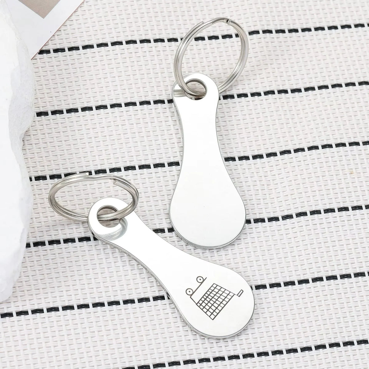  1Pcs Cart Shopping Token Trolley Key Keychain Coin Quarter Grocery Supermarket Holder Keyring Metal Ring Change Unlock Coin