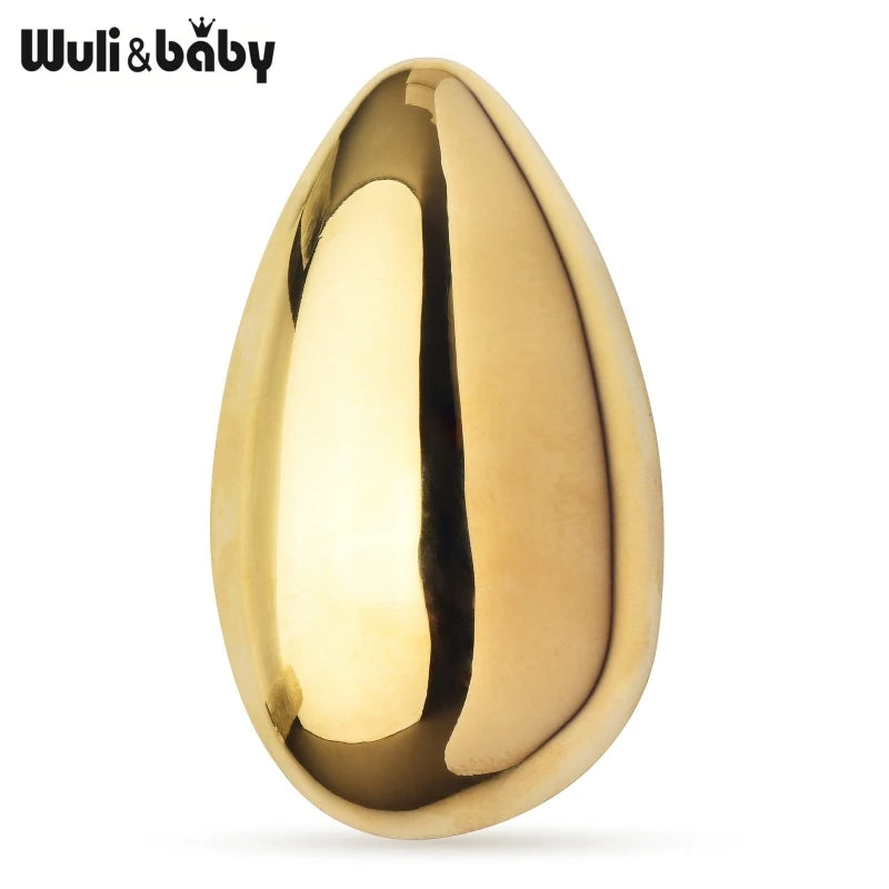Wuli&baby Stainless Steel Egg Brooches For Women Unisex 2-color Beautiful Geometric Party Office Brooch Pins Gifts