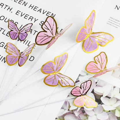 Cake Decoration, Colorful Butterfly Toppers, Gilt Edged Cake Decorations, Birthday Party Decor, Wedding Cake Accessories, Des