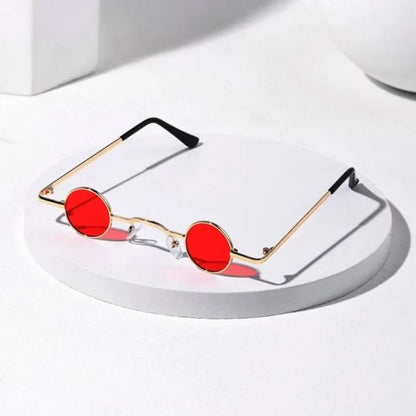 Vintage Rock Punk Man Sunglasses Classic Small Round Sunglasses Women Wide Bridge Metal Frame Black Lens Driving Eyewear