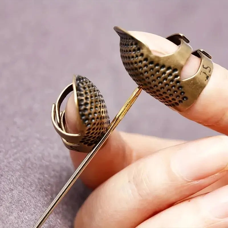 Adjustable Vintage Sewing Thimble, Handmade Non-slip Embroidery against Ring, Vintage Needle Presser Needle Hoop Finger Holde