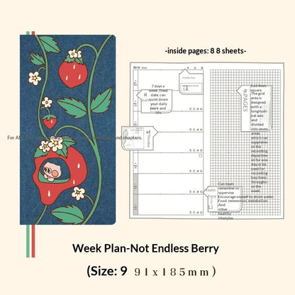 Kinbor Cute Agenda Undate Weekly Daily Planner Slim Illustrated Self-fill Notebook Weekly To Do List Hardcover Two Page Per W