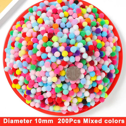 8-30mm Pom poms Multi-Colored Pompoms Soft Fluffy Puff Pompom Balls for Kid DIY Creative Craft Wedding Decor Sewing Supplies 