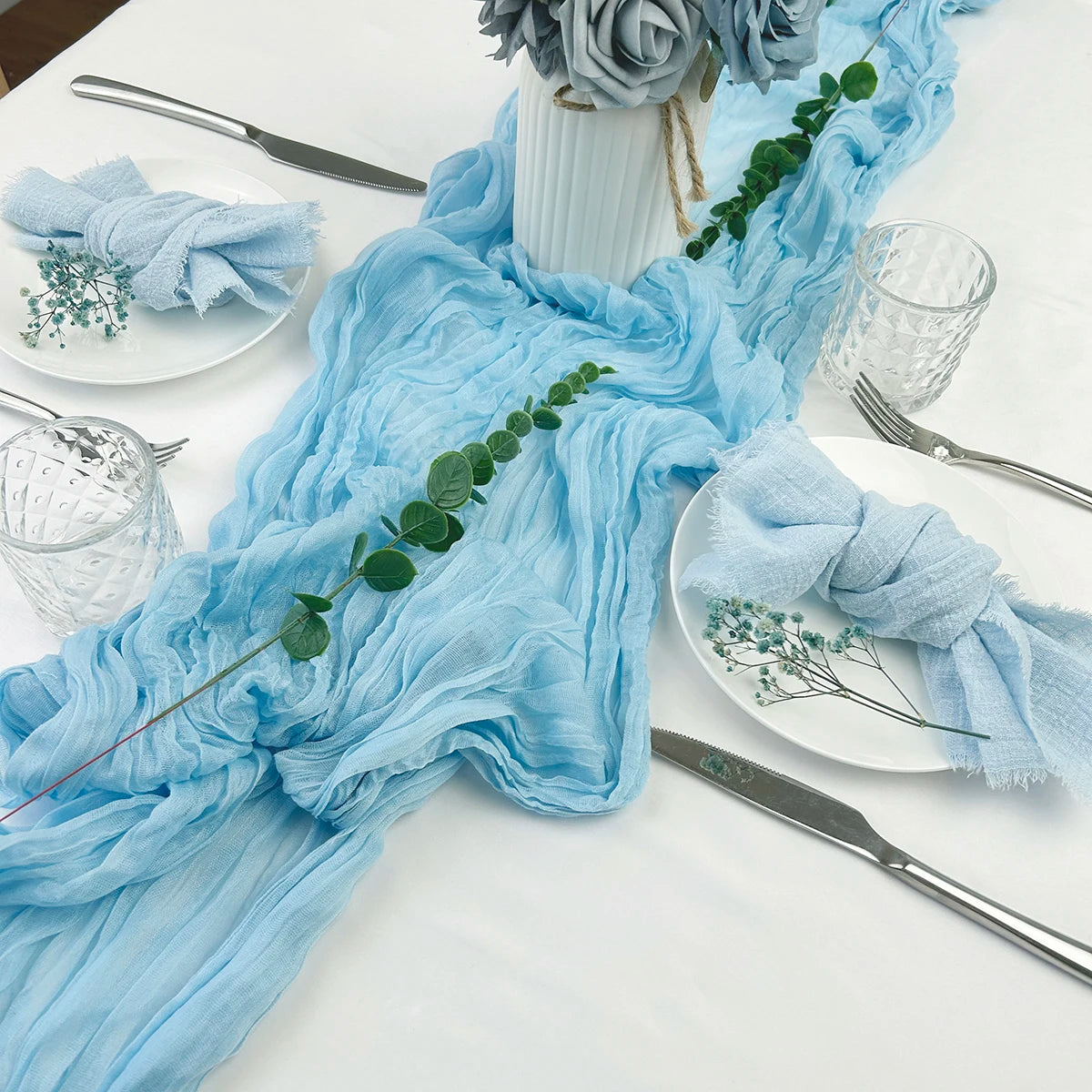 Semi-Sheer Gauze Table Runner Sage Cheesecloth Table Setting Dining Vintage Wedding Party Christmas Banquets Arches Cake Deco
