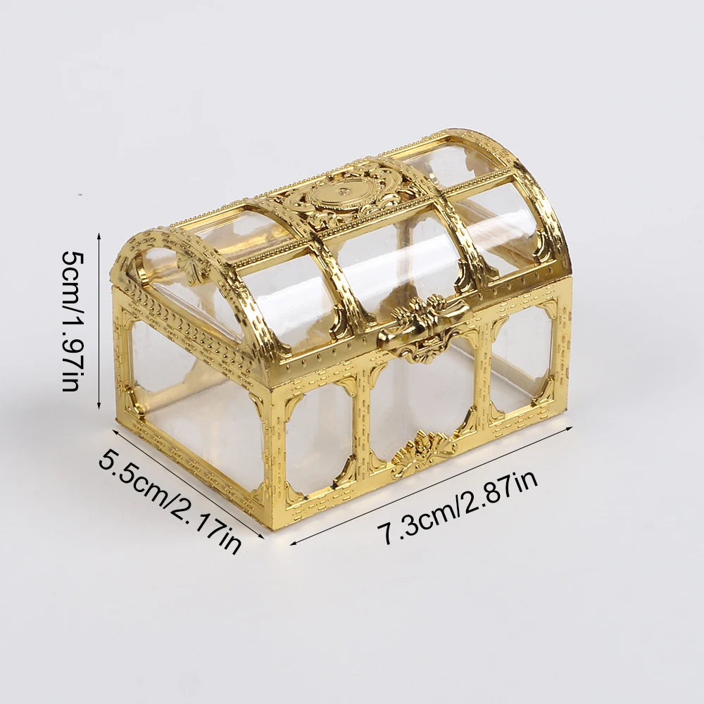 Vintage Treasure Chest Storage Box Transparent Pirate Candy Jewelry Display Box for Wedding Party Birthday