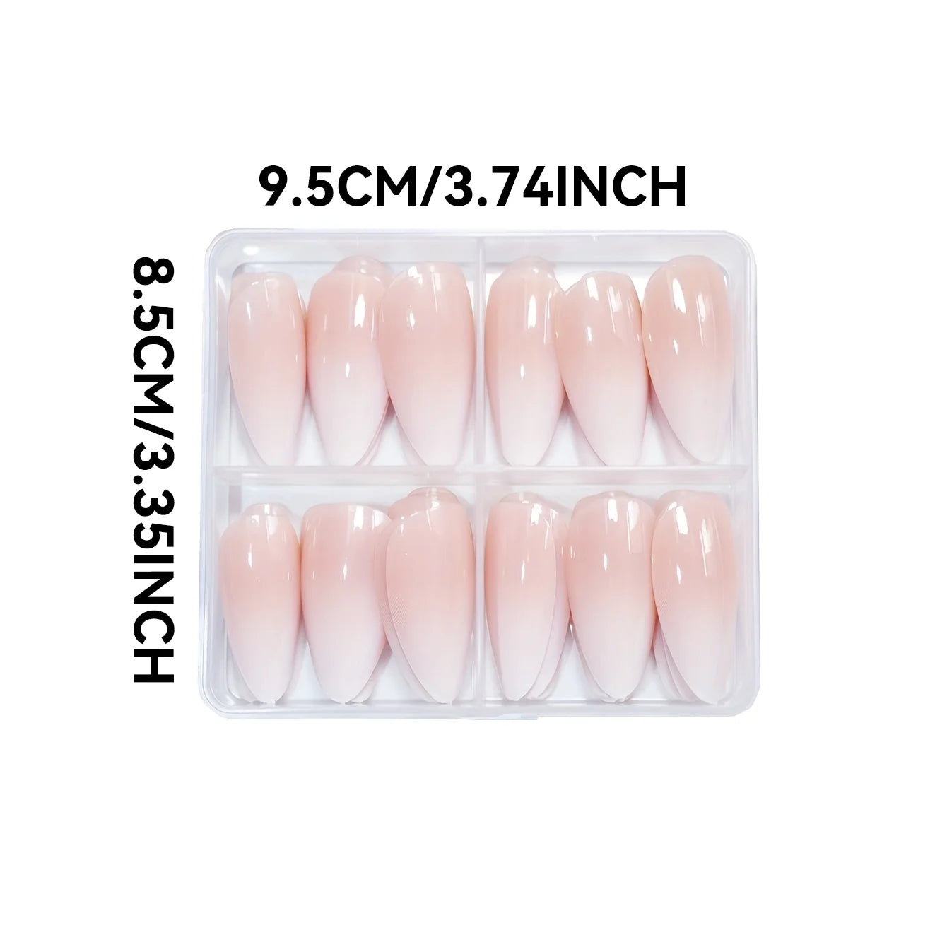 96pcs Almond Shaped Press on Nails, Medium Length, Glossy Finish, Pink & White Gradient, French Stripe Design, Fashionable & 