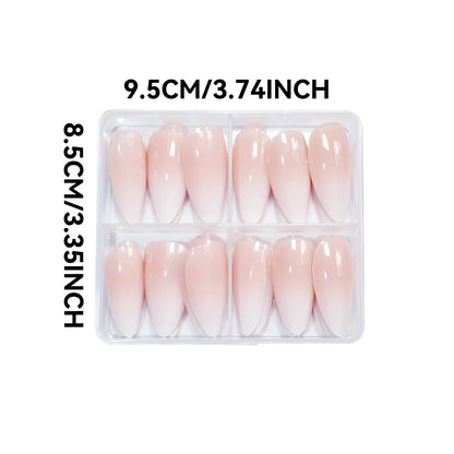 96pcs Almond Shaped Press on Nails, Medium Length, Glossy Finish, Pink & White Gradient, French Stripe Design, Fashionable & 
