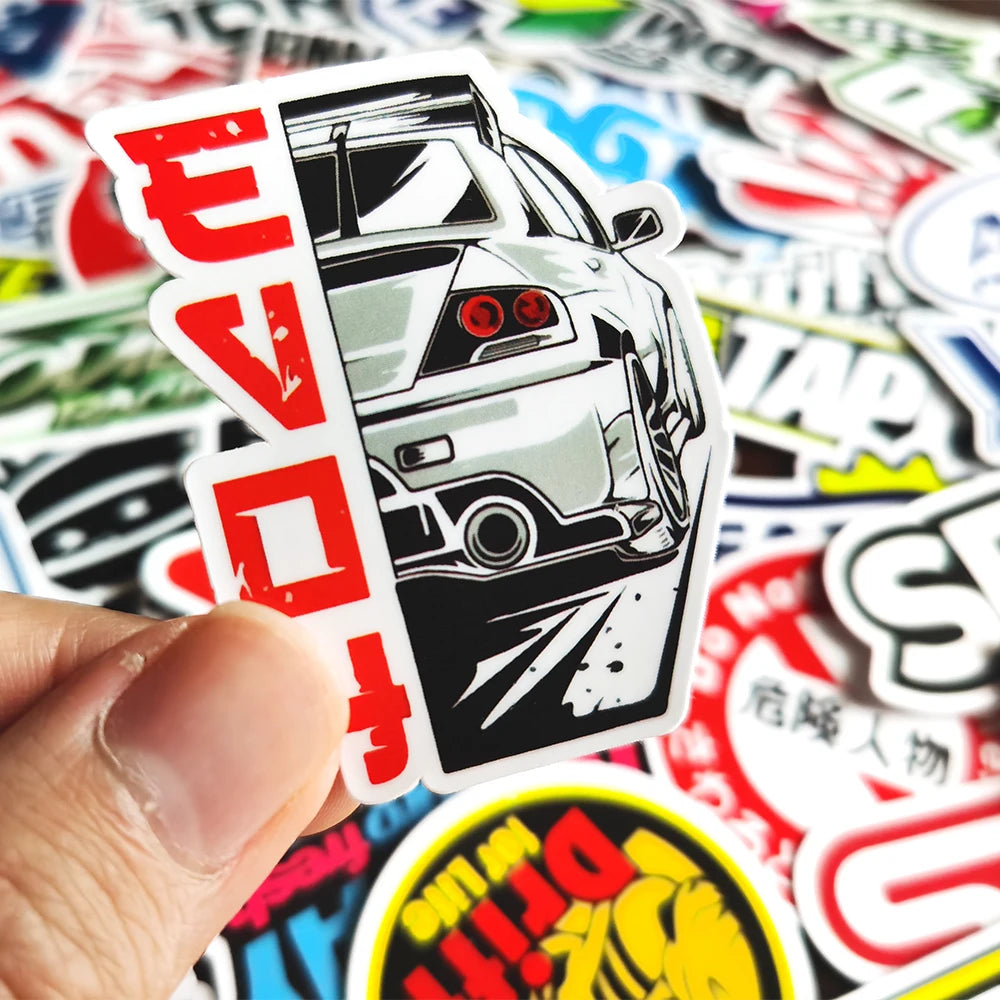 10/20/50/100pcs Cool JDM Stickers Auto Car Modify Motorcycle Scooter Bike Skateboard Laptop Graffiti Vinyl Decals Sticker Bom