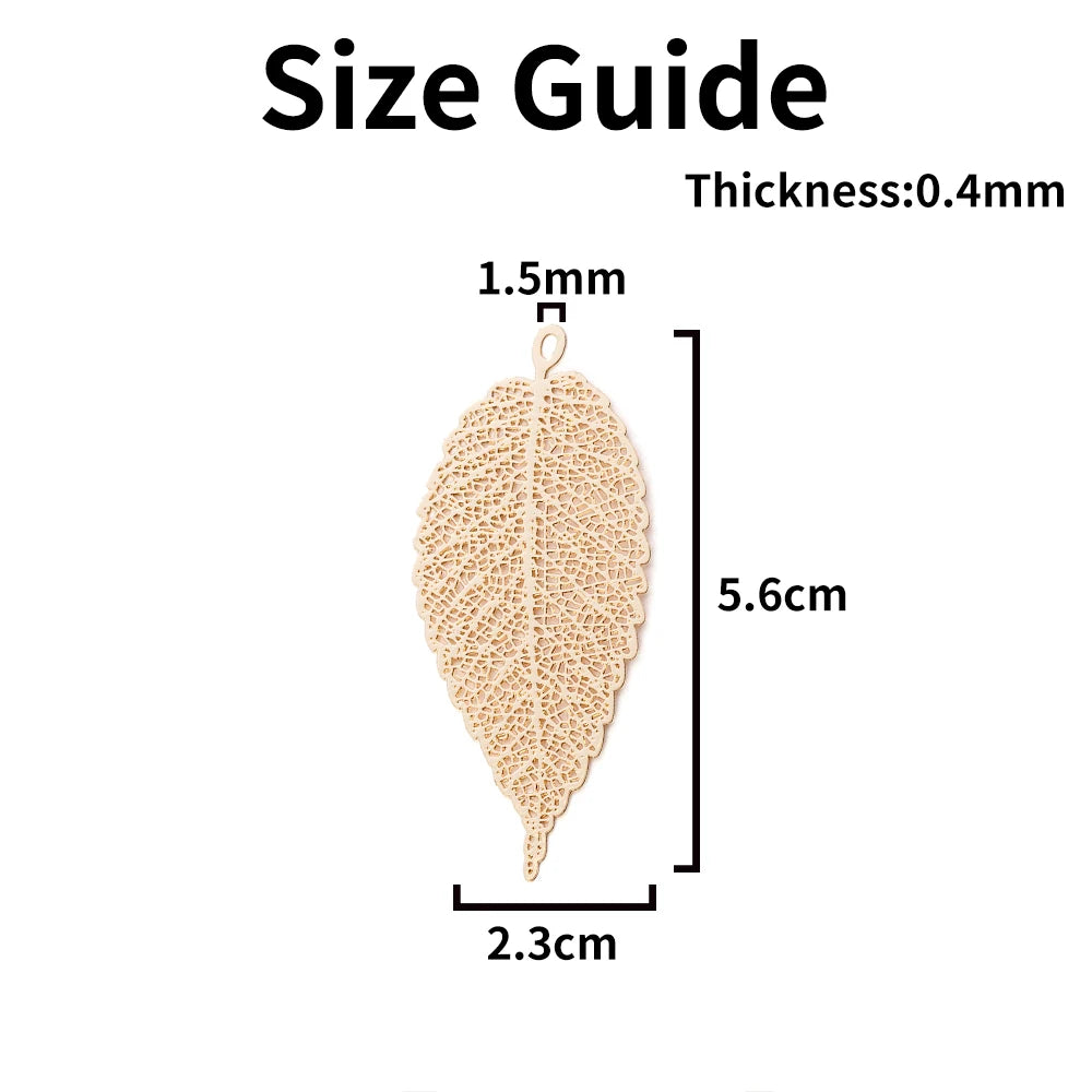 10pcs 23*56mm Long Leaf Filigree Charms Hollow Exquisite Leaf Pendants for DIY Accessories B4823