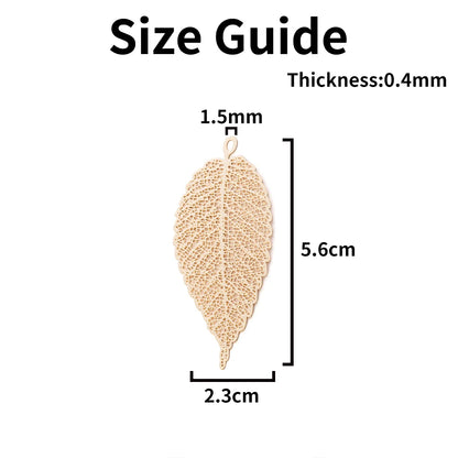 10pcs 23*56mm Long Leaf Filigree Charms Hollow Exquisite Leaf Pendants for DIY Accessories B4823