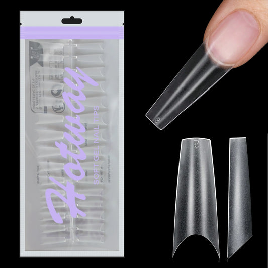 180 Extreme Coffin Shaped Fake Nails, 12 Sizes of Semi Capped Acrylic Nail Tips, Used for Nail Coverage Extension or Pressing