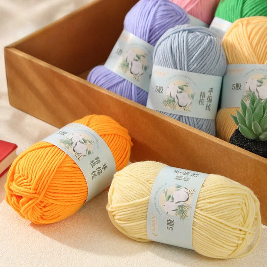 Crochet Yarn, 50g Milk Cotton Yarn, Soft Crochet Thread for Doll Clothes, Skin Friendly Yarn for Beginners, Warm Acrylic Croc